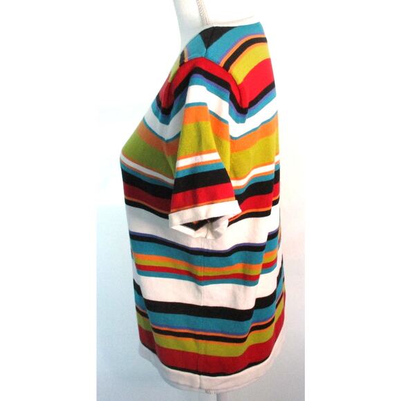 Sag Harbor Women's Multi Color Striped Short Sleeve Lightweight Sweater Size Med - Picture 4 of 10